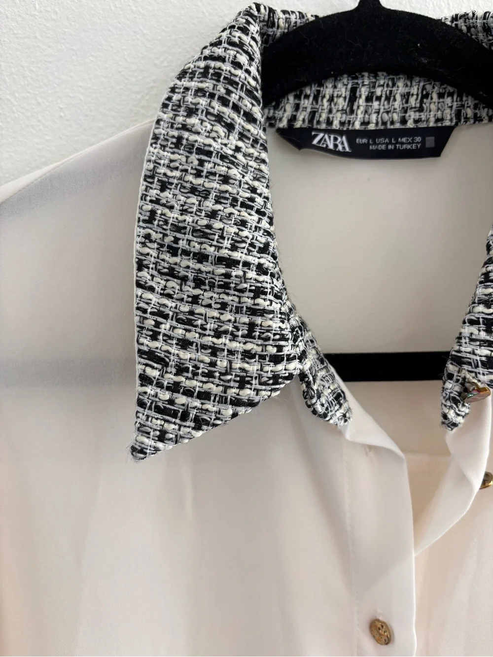 Zara | Cream Blouse with Tweed